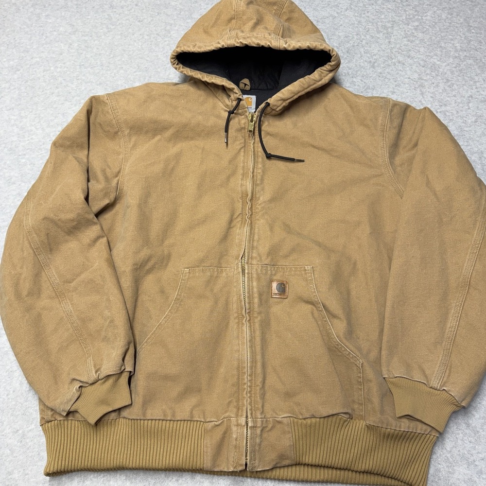 Carhartt Sandstone Active Jacket Mens 2XLT Brown Hooded Duck Canvas Work J130